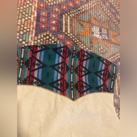 Vintage Pendelton Vest Blanket cotton native american aztec khaki western - Picture 5 of 12
